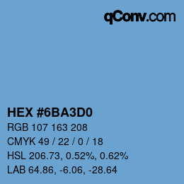 カラーコード: HEX #6BA3D0 | qconv.com