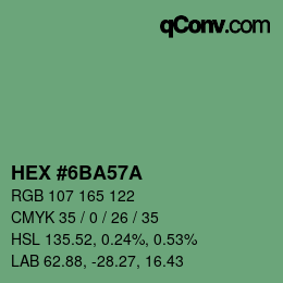 Color code: HEX #6BA57A | qconv.com