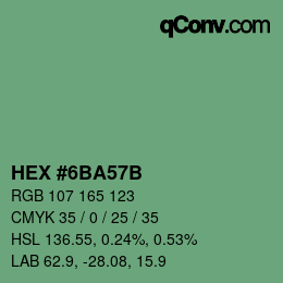 カラーコード: HEX #6BA57B | qconv.com