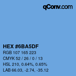 Color code: HEX #6BA5DF | qconv.com