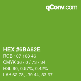 Color code: HEX #6BA82E | qconv.com