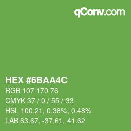 Color code: HEX #6BAA4C | qconv.com