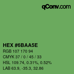 Farbcode: HEX #6BAA5E | qconv.com