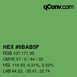 Color code: HEX #6BAB5F | qconv.com