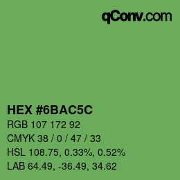 Color code: HEX #6BAC5C | qconv.com