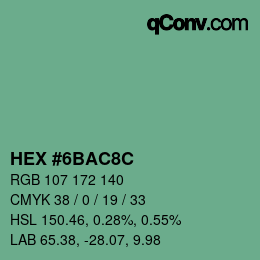 Color code: HEX #6BAC8C | qconv.com
