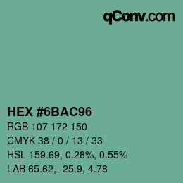Color code: HEX #6BAC96 | qconv.com