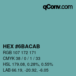 Color code: HEX #6BACAB | qconv.com