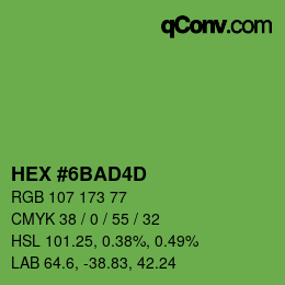颜色代码: HEX #6BAD4D | qconv.com