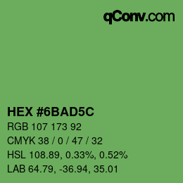 Color code: HEX #6BAD5C | qconv.com