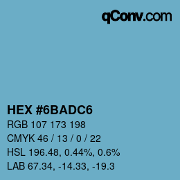 Color code: HEX #6BADC6 | qconv.com