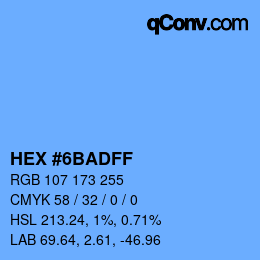 Color code: HEX #6BADFF | qconv.com