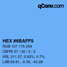 Color code: HEX #6BAFF9 | qconv.com