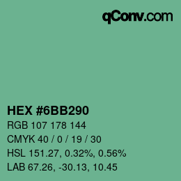Color code: HEX #6BB290 | qconv.com
