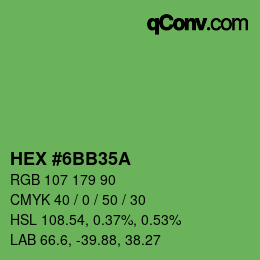 Color code: HEX #6BB35A | qconv.com