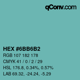 Color code: HEX #6BB6B2 | qconv.com