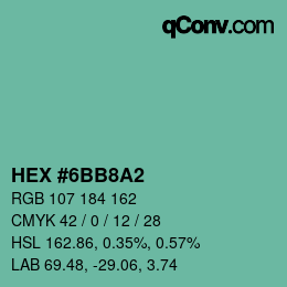 Color code: HEX #6BB8A2 | qconv.com