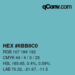 Color code: HEX #6BB8C0 | qconv.com