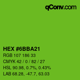 Color code: HEX #6BBA21 | qconv.com