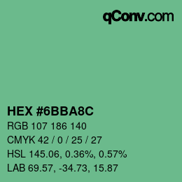 Color code: HEX #6BBA8C | qconv.com