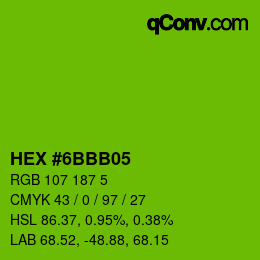 Color code: HEX #6BBB05 | qconv.com