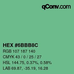 Color code: HEX #6BBB8C | qconv.com