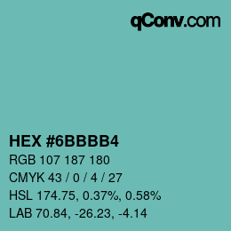 Color code: HEX #6BBBB4 | qconv.com
