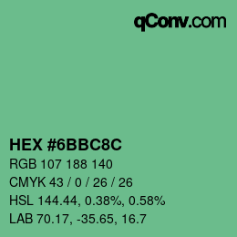 Color code: HEX #6BBC8C | qconv.com