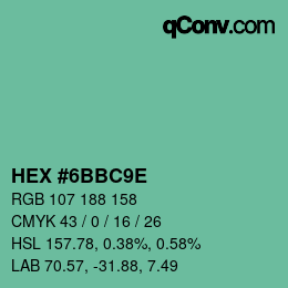 Color code: HEX #6BBC9E | qconv.com