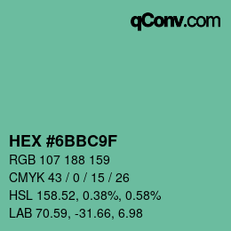 Color code: HEX #6BBC9F | qconv.com