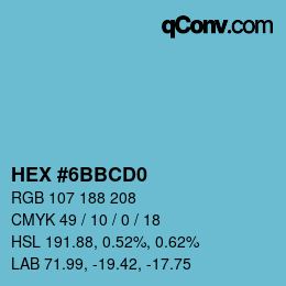 Color code: HEX #6BBCD0 | qconv.com