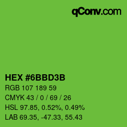 Color code: HEX #6BBD3B | qconv.com
