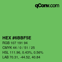 Farbcode: HEX #6BBF5E | qconv.com