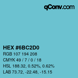 Color code: HEX #6BC2D0 | qconv.com