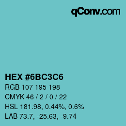 Color code: HEX #6BC3C6 | qconv.com