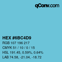 カラーコード: HEX #6BC4D9 | qconv.com