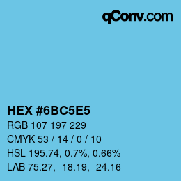 Farbcode: HEX #6BC5E5 | qconv.com