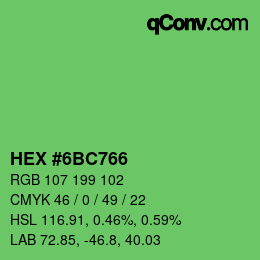 Código de color: HEX #6BC766 | qconv.com