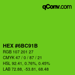 Color code: HEX #6BC91B | qconv.com