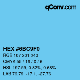 颜色代码: HEX #6BC9F0 | qconv.com