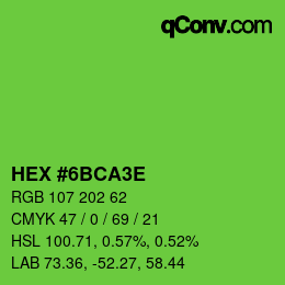 Color code: HEX #6BCA3E | qconv.com