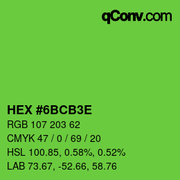 Color code: HEX #6BCB3E | qconv.com