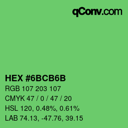 Color code: HEX #6BCB6B | qconv.com