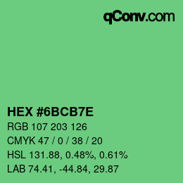 カラーコード: HEX #6BCB7E | qconv.com