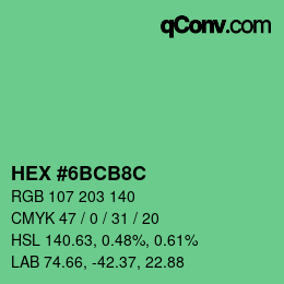 Color code: HEX #6BCB8C | qconv.com