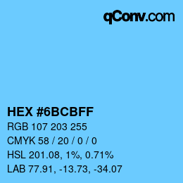 Color code: HEX #6BCBFF | qconv.com