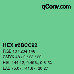 Color code: HEX #6BCC92 | qconv.com