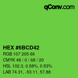 Farbcode: HEX #6BCD42 | qconv.com