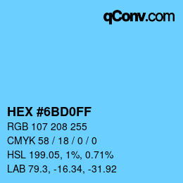 Color code: HEX #6BD0FF | qconv.com