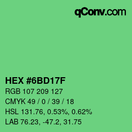 Color code: HEX #6BD17F | qconv.com